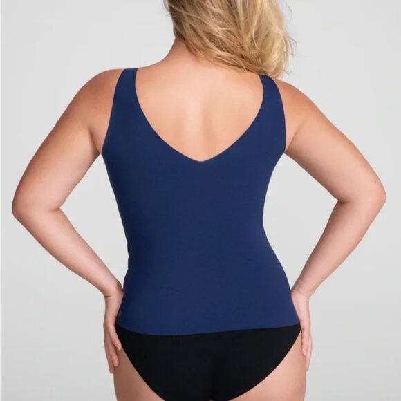 Honeylove LiftWear Tank XL Navy Built-In Bra Smoothing Shapewear Cami Luxury - Picture 3 of 15